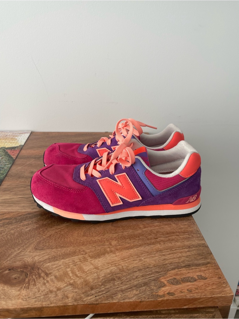 New Balance 574 Kids/Youth Sneakers – Size 6Y (EU 38.5) – Pink/Purple/Orange